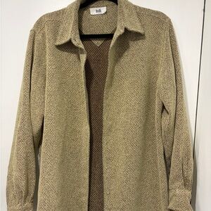 Vintage Olive and Tan Textured Snap-Front Shacket